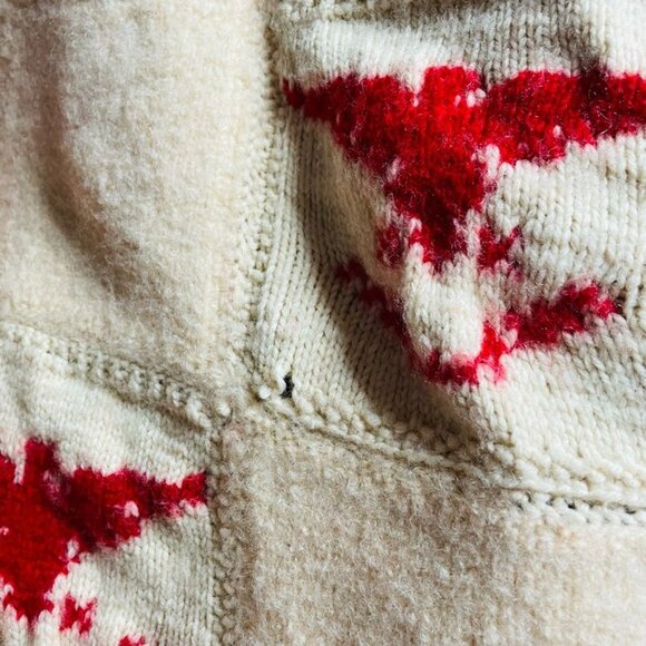 Vintage Wool Throw Blanket Red Patriotic Eagles Fringed 44 x 38  RARE u - Picture 3 of 8